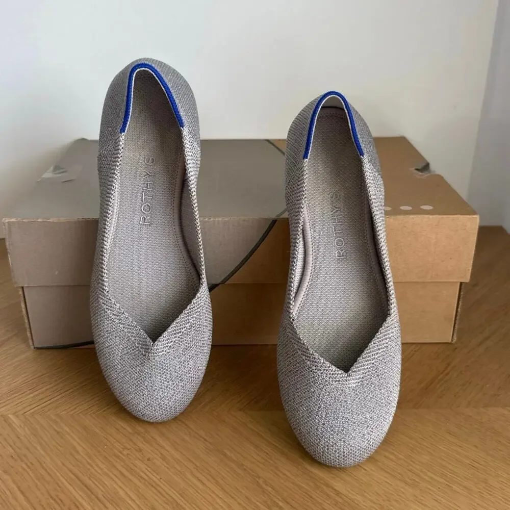 ROTHY’S The Flat ‘Metallic Silver’ Round Toe Women Ballet Flats - SZ 6